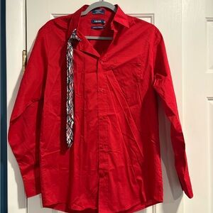 Izod Kids Bright Red Button Down Shirt and Tie
